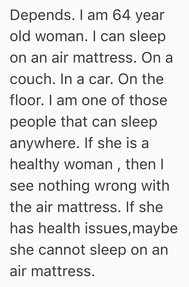 Screenshot 2025 07 07 at 11.41.27 AM His Mother Refused To Stay At A Hotel, So He Wondered If It Was Okay To Make Her Sleep On An Air Mattress While His Family Kept Their Rooms